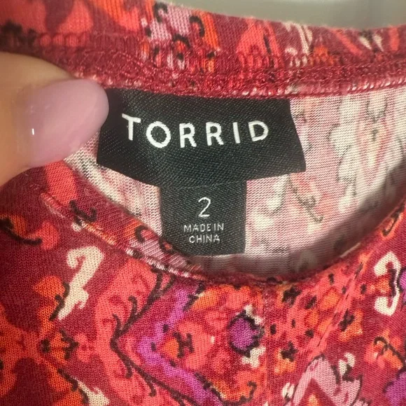 Torrid Medallion Midi Tiered super soft red skater sundress size 2 - Picture 10 of 13